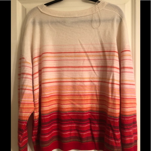 NWT Anthropologie striped crew neck cashmere sweater, size large - Picture 4 of 9